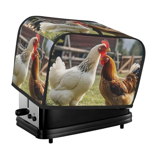2 Scheiben Toaster-Abdeckung mit Taschen und Griff oben, kleine Brotbackmaschinen-Abdeckungen für Hühner und Bauernhof, Küche, kleine Geräte, waschbar, universelle Ofenabdeckungen von PPTHSNVB