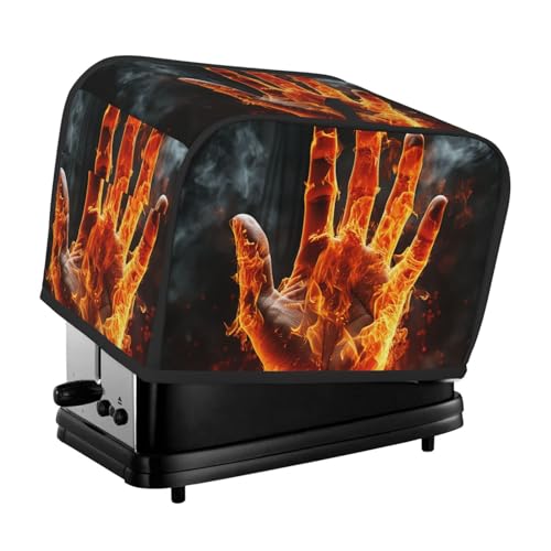 2 Scheiben Toaster Abdeckung mit Taschen & Griff oben Kleine Brotbackmaschine Abdeckungen Feuer Flamme Hand Küche Kleingeräte Abdeckung Waschbar Universal Ofen Abdeckungen von PPTHSNVB
