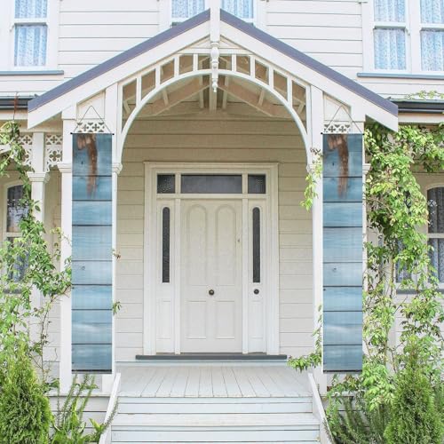 2 Stück Frühling Sommer Willkommen Veranda Banner Hängende Flagge Veranda Schild für Haustür Wand Veranda Banner Blau Holz Willkommen Tür Hängende Banner Wand Hintergrund Urlaub Dekoration von PPTHSNVB