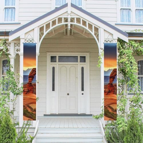 2 Stück Frühling Sommer Willkommen Veranda Banner Hängende Flagge Veranda Schild für Haustür Wand Veranda Banner Bögen Nationalpark Willkommen Tür Hängende Banner Wand Hintergrund Urlaub Dekoration von PPTHSNVB