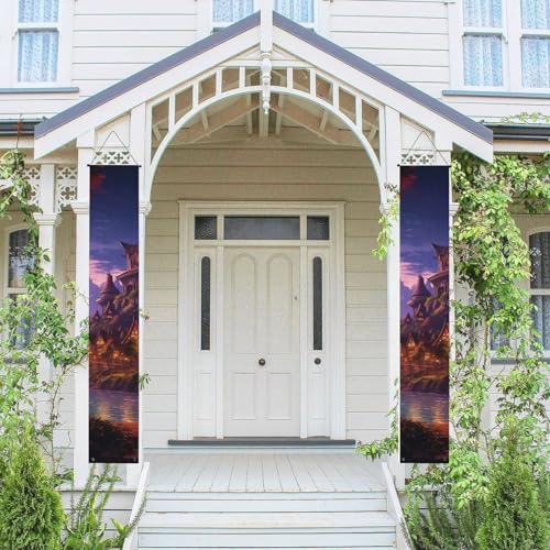2 Stück Frühling Sommer Willkommen Veranda Banner Hängende Flagge Veranda Schild für Haustür Wand Veranda Banner Fantasie Stadt Willkommen Tür Hängende Banner Wand Hintergrund Urlaub Dekoration 2 Stück Frühling Sommer Willkommen Veranda Banner Hängende Flagge Veranda Schild für Haustür Wand Veranda Banner Fantasie Stadt Willkommen Tür Hängende Banner Wand Hintergrund Urlaub Dekoration von PPTHSNVB