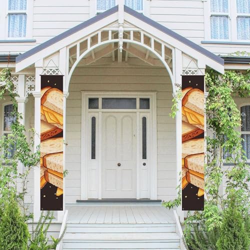 2 Stück Frühling Sommer Willkommen Veranda Banner Hängende Flagge Veranda Schild für Haustür Wand Veranda Banner Käse Sandwiches Willkommen Tür Hängende Banner Wand Hintergrund Urlaub Dekoration von PPTHSNVB