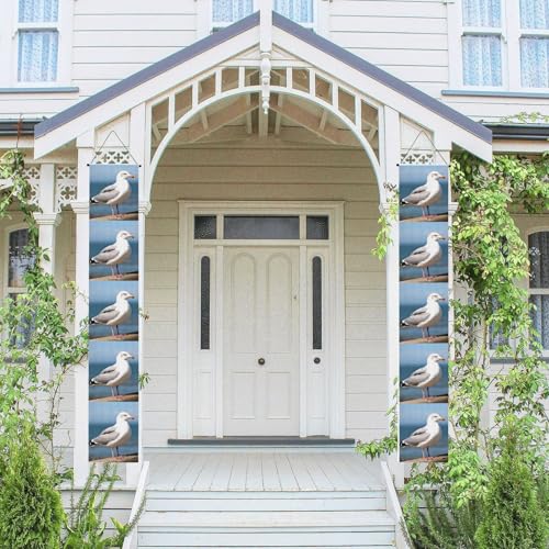 2 Stück Frühling Sommer Willkommen Veranda Banner Hängende Flagge Veranda Schild für Haustür Wand Veranda Banner Niedliche Möwe Willkommen Tür Hängende Banner Wand Hintergrund Urlaub Dekoration von PPTHSNVB