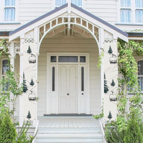 2 Stück Frühling Sommer Willkommen Veranda Banner Hängende Flagge Veranda Schild für Haustür Wand Veranda Banner Skilift mit Tanne Willkommen Tür Hängendes Banner Wand Hintergrund Urlaub Dekoration von PPTHSNVB