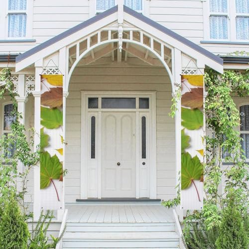 2 Stück Frühling Sommer Willkommen Veranda Banner hängende Flagge Veranda Schild für Haustür Wand Veranda Banner Blätter Willkommen Tür hängende Banner Wand Hintergrund Urlaub Dekoration von PPTHSNVB