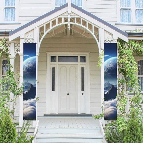 2 Stück Frühling Sommer Willkommen Veranda Banner hängende Flagge Veranda Schild für Haustür Wand Veranda Banner Fantasie Erde Willkommen Tür hängende Banner Wand Hintergrund Urlaub Dekoration von PPTHSNVB