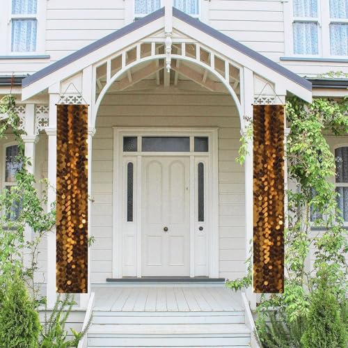 2 Stück Frühling Sommer Willkommen Veranda Banner hängende Flagge Veranda Schild für Haustür Wand Veranda Banner Gold Pailletten Funkeln Willkommen Tür hängende Banner Wand Hintergrund Urlaub von PPTHSNVB