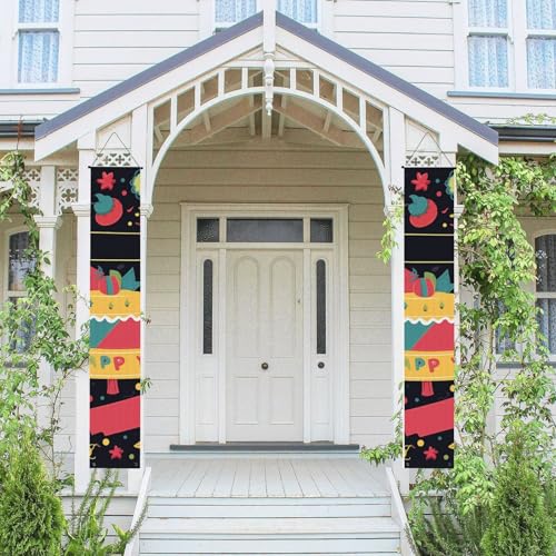 2 Stück Frühling Sommer Willkommen Veranda Banner hängende Flagge Veranda Schild für Haustür Wand Veranda Banner Happy Birthday Bilder Willkommen Tür hängende Banner Wand Hintergrund Urlaub Dekoration von PPTHSNVB