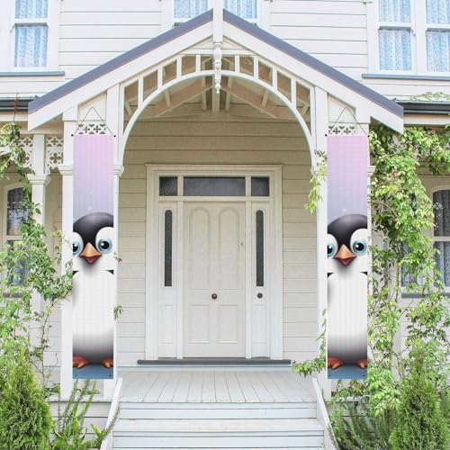 2 Stück Frühling Sommer Willkommen Veranda Banner hängende Flagge Veranda Schild für Haustür Wand Veranda Banner I Love Penguins Willkommen Tür hängende Banner Wand Hintergrund Urlaub Dekoration von PPTHSNVB