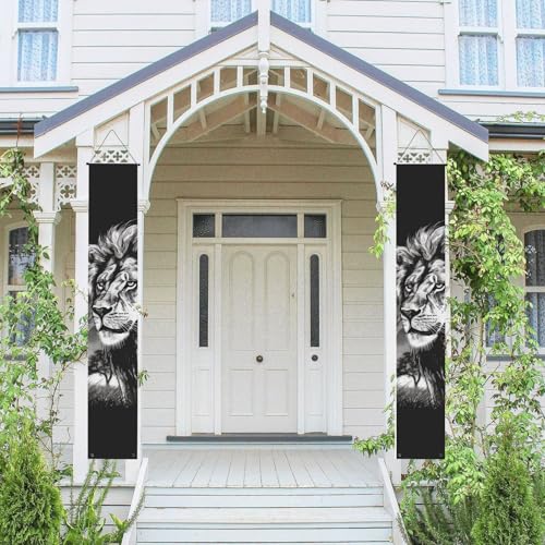 2 Stück Frühling Sommer Willkommen Veranda Banner hängende Flagge Veranda Schild für Haustür Wand Veranda Banner Löwe schwarz und weiß Illustration Willkommen Tür hängende Banner Wand Hintergrund 2 Stück Frühling Sommer Willkommen Veranda Banner hängende Flagge Veranda Schild für Haustür Wand Veranda Banner Löwe schwarz und weiß Illustration Willkommen Tür hängende Banner Wand Hintergrund von PPTHSNVB