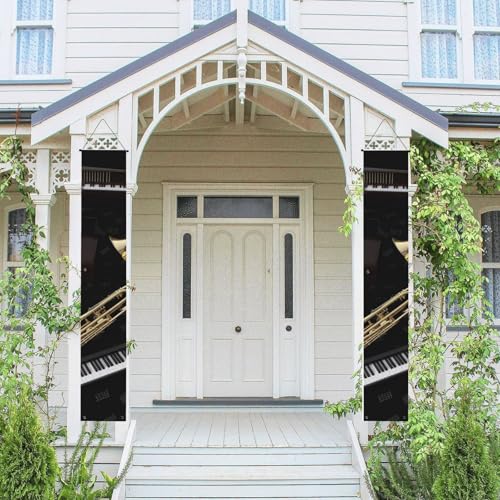 2 Stück Frühling Sommer Willkommen Veranda Banner hängende Flagge Veranda Schild für Haustür Wand Veranda Banner Musikinstrumente Willkommen Tür hängende Banner Wand Hintergrund Urlaub Dekoration von PPTHSNVB