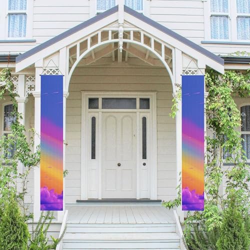 2 Stück Frühling Sommer Willkommen Veranda Banner hängende Flagge Veranda Schild für Haustür Wand Veranda Banner Regenbogen ästhetische Willkommen Tür hängende Banner Wand Hintergrund Urlaub von PPTHSNVB