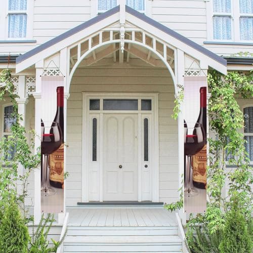 2 Stück Frühling Sommer Willkommen Veranda Banner hängende Flagge Veranda Schild für Haustür Wand Veranda Banner Rotwein Willkommen Tür hängende Banner Wand Hintergrund Urlaub Dekoration von PPTHSNVB