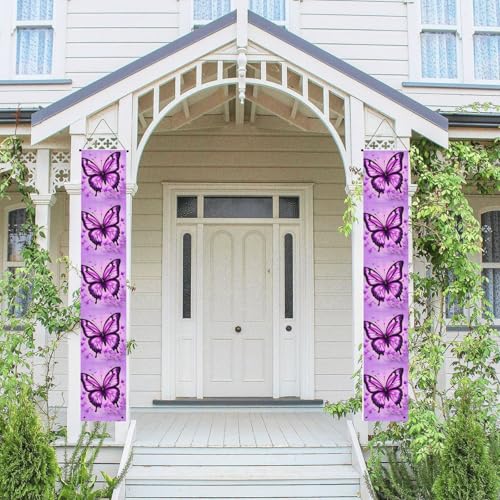 2 Stück Frühling Sommer Willkommen Veranda Banner hängende Flagge Veranda Schild für Haustür Wand Veranda Banner lila Schmetterling Willkommen Tür hängende Banner Wand Hintergrund Urlaub Dekoration 2 Stück Frühling Sommer Willkommen Veranda Banner hängende Flagge Veranda Schild für Haustür Wand Veranda Banner lila Schmetterling Willkommen Tür hängende Banner Wand Hintergrund Urlaub Dekoration von PPTHSNVB