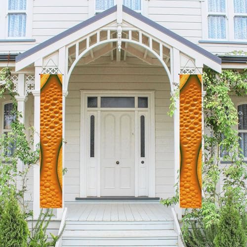 2 Stück Frühling Sommer Willkommen Veranda Banner hängende Flagge Veranda Schild für Haustür Wand Veranda Banner orange Textur Bild Willkommen Tür hängende Banner Wand Hintergrund Urlaub Dekoration von PPTHSNVB