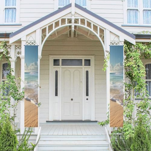 2 Stück Frühling Sommer Willkommen Veranda Banner hängende Flagge Veranda Schild für Haustür Wand Veranda Banner ruhige Küste Willkommen Tür hängende Banner Wand Hintergrund Urlaub Dekoration von PPTHSNVB