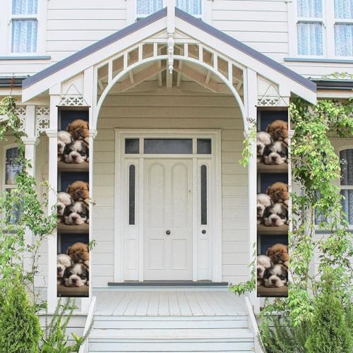 2 Stück Frühling Sommer Willkommen Veranda Banner hängende Flagge Veranda Schild für Haustür Wand Veranda Banner schläfrige Hunde Willkommen Tür hängende Banner Wand Hintergrund Urlaub Dekoration von PPTHSNVB