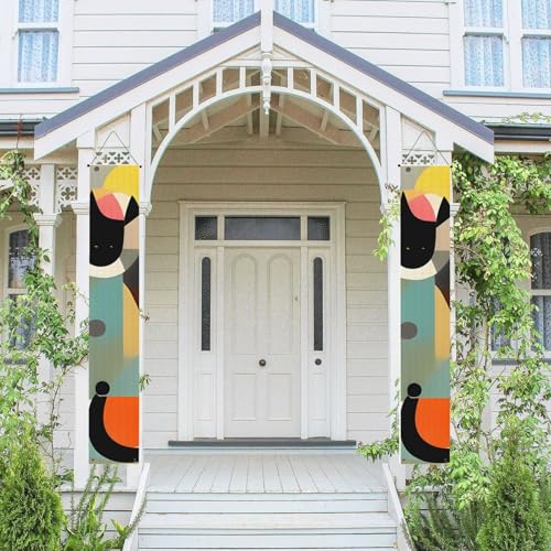 2 Stück Frühling-Sommer-Willkommensbanner zum Aufhängen, Flagge, Veranda-Schild für Haustür, Wand, Veranda, Banner, Mitte des Jahrhunderts, moderne Kunst, Katze, Willkommens-Tür-Banner 2 Stück Frühling-Sommer-Willkommensbanner zum Aufhängen, Flagge, Veranda-Schild für Haustür, Wand, Veranda, Banner, Mitte des Jahrhunderts, moderne Kunst, Katze, Willkommens-Tür-Banner von PPTHSNVB