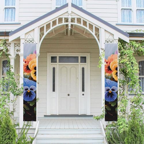 2 Stück Frühling-Sommer-Willkommensbanner zum Aufhängen, Flagge, Veranda-Schild für Haustür, Wand, Veranda, Banner, Stiefmütterchen, Blumen, Willkommens-Tür-Banner, Wandhintergrund, Urlaubsdekoration 2 Stück Frühling-Sommer-Willkommensbanner zum Aufhängen, Flagge, Veranda-Schild für Haustür, Wand, Veranda, Banner, Stiefmütterchen, Blumen, Willkommens-Tür-Banner, Wandhintergrund, Urlaubsdekoration von PPTHSNVB