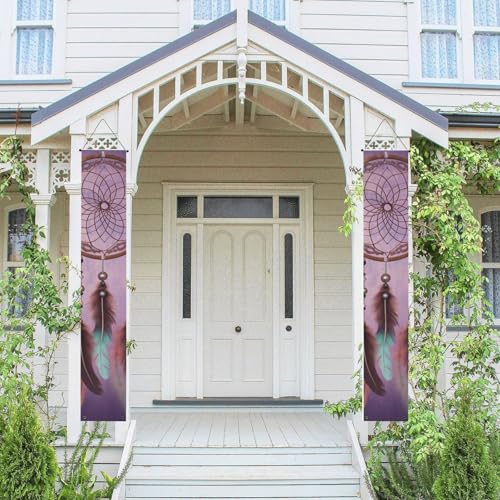 2 Stück Frühling-Sommer-Willkommensbanner zum Aufhängen, Flagge, Veranda-Schild für Haustür, Wand, Veranda, Banner, Traumfänger, Willkommens-Tür-Banner, Wandhintergrund, Urlaubsdekoration von PPTHSNVB