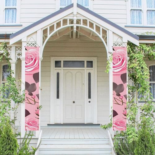 2 Stück Frühling-Sommer-Willkommensbanner zum Aufhängen, Flagge, Veranda-Schild für Haustür, Wand, Veranda, Banner, hübsche Rosen, Willkommens-Tür-Banner, Wandhintergrund, Urlaubsdekoration 2 Stück Frühling-Sommer-Willkommensbanner zum Aufhängen, Flagge, Veranda-Schild für Haustür, Wand, Veranda, Banner, hübsche Rosen, Willkommens-Tür-Banner, Wandhintergrund, Urlaubsdekoration von PPTHSNVB