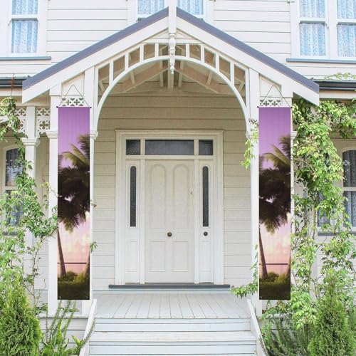 2 Stück Frühling-Sommer-Willkommensbanner zum Aufhängen, Flagge, Veranda-Schild für Haustür, Wand, Veranda, Banner, tropischer Baum, Willkommens-Tür-Banner, Wandhintergrund, Urlaubsdekoration 2 Stück Frühling-Sommer-Willkommensbanner zum Aufhängen, Flagge, Veranda-Schild für Haustür, Wand, Veranda, Banner, tropischer Baum, Willkommens-Tür-Banner, Wandhintergrund, Urlaubsdekoration von PPTHSNVB