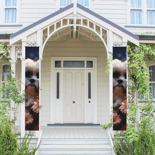 2 Stück Frühlings- und Sommer-Willkommensbanner zum Aufhängen, für Haustür, Wand, Veranda, Banner, Shih Tzu Hund und Blumen, Willkommensbanner, Wandhintergrund, Urlaubsdekoration 2 Stück Frühlings- und Sommer-Willkommensbanner zum Aufhängen, für Haustür, Wand, Veranda, Banner, Shih Tzu Hund und Blumen, Willkommensbanner, Wandhintergrund, Urlaubsdekoration von PPTHSNVB