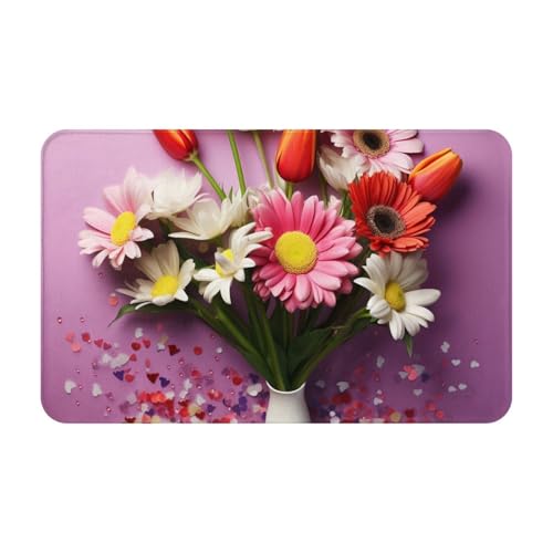 Fußmatte für den Eingangsbereich, strapazierfähig, für Eingangsbereich, Schmutzfangmatte, niedriges Profil, frische Blumen, saugfähig, rutschfest, Eingangsmatte, 50,8 x 80 cm Fußmatte für den Eingangsbereich, strapazierfähig, für Eingangsbereich, Schmutzfangmatte, niedriges Profil, frische Blumen, saugfähig, rutschfest, Eingangsmatte, 50,8 x 80 cm von PPTHSNVB