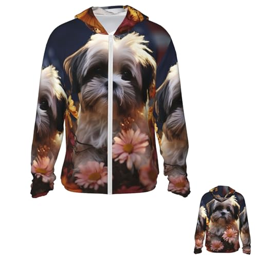 PPTHSNVB Shih Tzu Hunde- und Blumen-Sonnenschutz-Kapuzenjacke, LSF 50+, durchgehender Reißverschluss, langärmelig, Sonnenshirts mit Taschen, Rashguard, Größe XXL PPTHSNVB Shih Tzu Hunde- und Blumen-Sonnenschutz-Kapuzenjacke, LSF 50+, durchgehender Reißverschluss, langärmelig, Sonnenshirts mit Taschen, Rashguard, Größe XXL von PPTHSNVB