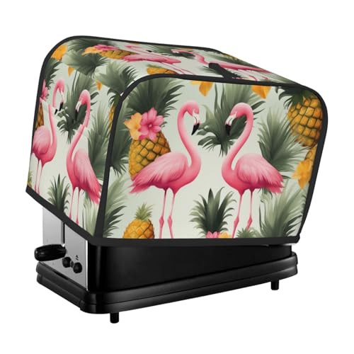 Toaster-Abdeckung für 2 Scheiben mit Taschen und Griff oben, kleine Brotbackmaschinen-Abdeckungen, Flamingos und Ananas, Küche, kleine Geräte, waschbar, universelle Ofenabdeckungen von PPTHSNVB