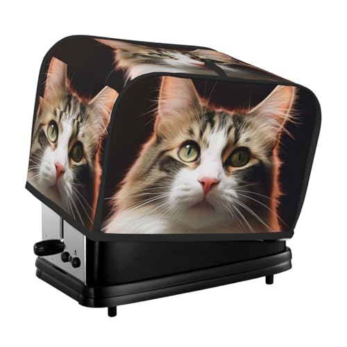 Toaster-Abdeckung für 2 Scheiben mit Taschen und Griff oben, kleine Brotbackmaschinen-Abdeckungen, Katze, Küche, kleine Geräte, waschbar, universelle Ofenabdeckungen von PPTHSNVB