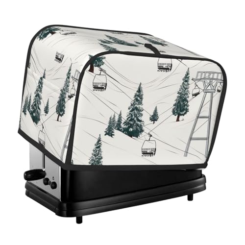 Toaster-Abdeckung für 2 Scheiben mit Taschen und Griff oben, kleine Brotbackmaschinen-Abdeckungen, Skilift mit Tanne, Küche, kleine Geräte, waschbar, universelle Ofenabdeckungen von PPTHSNVB