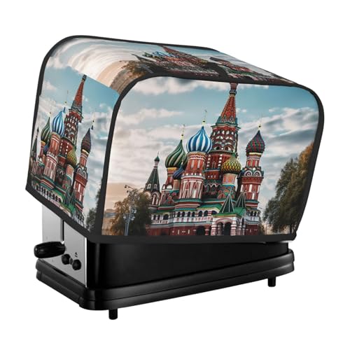 Toaster-Abdeckung für 2 Scheiben mit Taschen und Griff oben, kleine Brotbackmaschinen-Abdeckungen, St. Basilikum-Kathedrale, rot, in Moskau, Küche, kleine Geräte, waschbar, universelle Ofenabdeckungen von PPTHSNVB