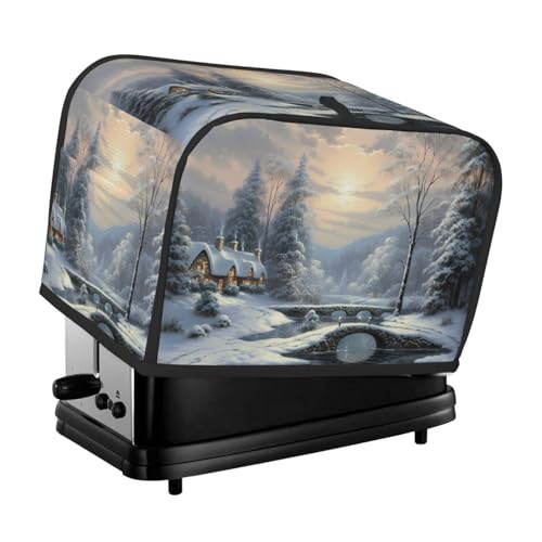 Toaster-Abdeckung für 2 Scheiben mit Taschen und Griff oben, kleine Brotbackmaschinen-Abdeckungen, Winter, Schnee, Küche, kleine Geräte, waschbar, universelle Ofenabdeckungen von PPTHSNVB
