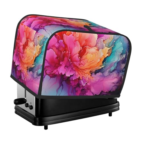 Toaster-Abdeckung für 2 Scheiben mit Taschen und Griff oben, kleine Brotbackmaschinen-Abdeckungen, bunte Aquarellmalerei, Küche, kleine Geräte, waschbar, universelle Ofenabdeckungen von PPTHSNVB
