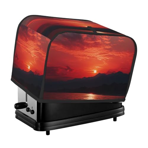 Toaster-Abdeckung für 2 Scheiben mit Taschen und Griff oben, kleine Brotbackmaschinen-Abdeckungen, feurig rot, Sonnenuntergang, Küche, kleine Geräte, waschbar, universelle Ofenabdeckungen von PPTHSNVB