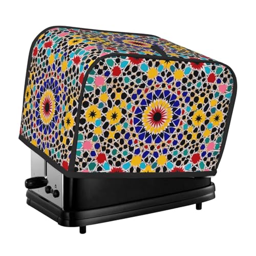 Toaster-Abdeckung für 2 Scheiben mit Taschen und Griff oben, kleine Brotbackmaschinen-Abdeckungen, marokkanische Farbe, Küche, kleine Geräte, waschbar, universelle Ofenabdeckungen von PPTHSNVB