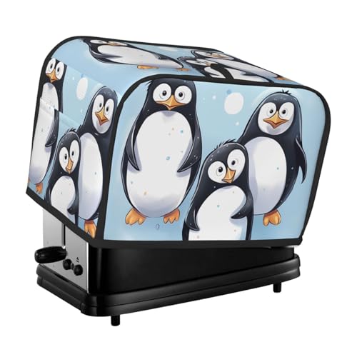 Toaster-Abdeckung für 2 Scheiben mit Taschen und Griff oben, kleine Brotbackmaschinen-Abdeckungen, niedliche Pinguine, Küche, kleine Geräte, waschbar, universelle Ofenabdeckungen von PPTHSNVB