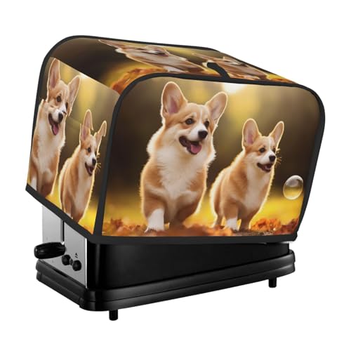 Toaster-Abdeckung für 2 Scheiben mit Taschen und Griff oben, kleine Brotbackmaschinen-Abdeckungen, niedlicher Corgi-Hund, Küche, kleine Geräte, waschbar, universelle Ofenabdeckungen Toaster-Abdeckung für 2 Scheiben mit Taschen und Griff oben, kleine Brotbackmaschinen-Abdeckungen, niedlicher Corgi-Hund, Küche, kleine Geräte, waschbar, universelle Ofenabdeckungen von PPTHSNVB
