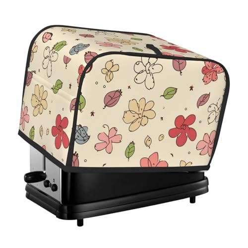 Toaster-Abdeckung für 2 Scheiben mit Taschen und Griff oben, kleine Brotbackmaschinen-Abdeckungen, schöne Blumenmuster, Küche, kleine Geräte, waschbar, universelle Ofenabdeckungen von PPTHSNVB