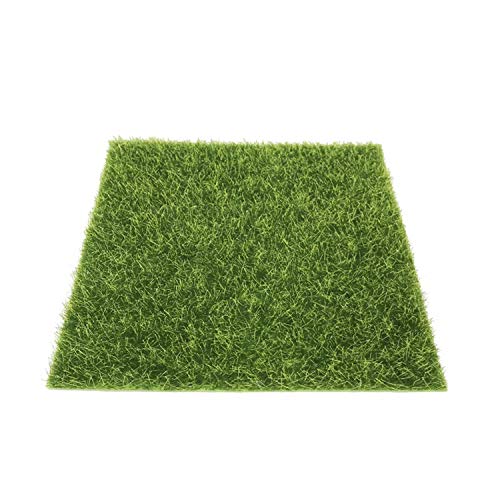 PPX Künstliche Rasen Gras Miniatur Garten Verzierung Kunstrasen 15x15 cm Simulation Gras Rasen DIY Puppenhaus Garten Ornament (Grün)(Puppenhaus Rasen) von PPX