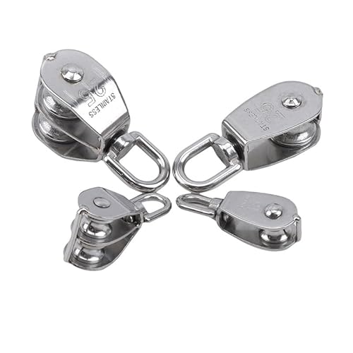 1 Stück Edelstahl Riemenscheibe M15/M25 Einrad drehbare Hebeseil Riemenscheibensatz Lager Rollenheber Handseilheber (M25,Double pulley) von PQAIBNG