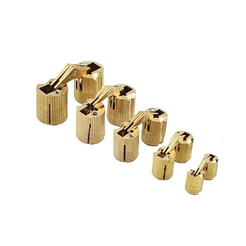 Kupfer-Scharniere, zylindrisch, versteckt, unsichtbar, Messing-Türscharniere für Möbel-Hardware (14 mm), 4 Stück, 8 mm - 16 mm von PQAIBNG