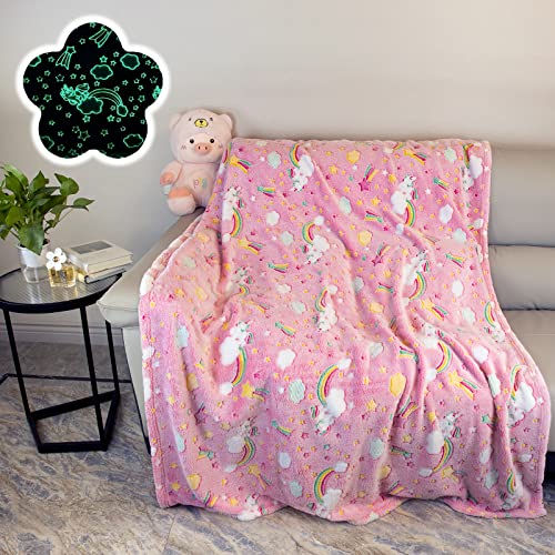 PQCXXA Kuscheldecke Kinder Mädchen,Einhorn Decke Kuscheldecke Kinder Mädchen Flauschige, Rosa Weiche Flanelldecken für Mädchen Geschenke (Regenbogen-Einhorn-B, 150x200cm) von PQCXXA