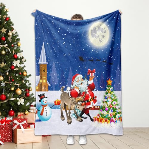 Weihnachts kuscheldecke, Christmas Cartoon Flanell Fleecedecke for Erwachsene Kinder, 100% Mikrofaser,Warmer Winter für Bettwäsche, Couch und Sofa (150x200cm, Weihnachts C) von PQCXXA