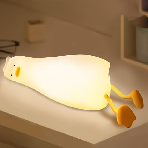 PQETBV Ente Nachtlicht für Kinder Mit Touch-Steuerung, Silikon Lampe Dimmbar Mit Timer, Geschenke für Kinderzimmer-Dekor von PQETBV