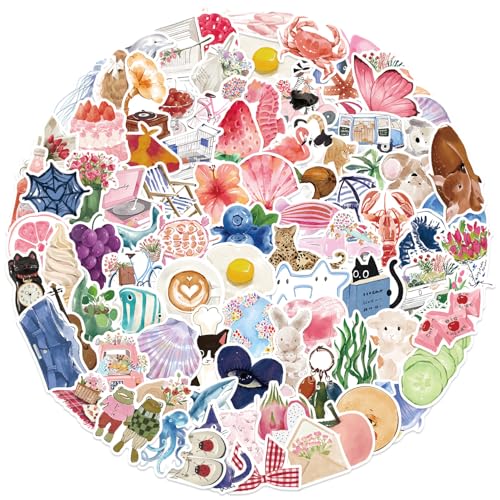 Vintage Aufkleber, Sticker Aesthetic für Wasserflaschen, Scrapbooking, Laptops,Wasserfeste Vinyl Aufkleber für Kinder Mädchen Jugendliche (Aesthetic-100 Stück) von PQLQ