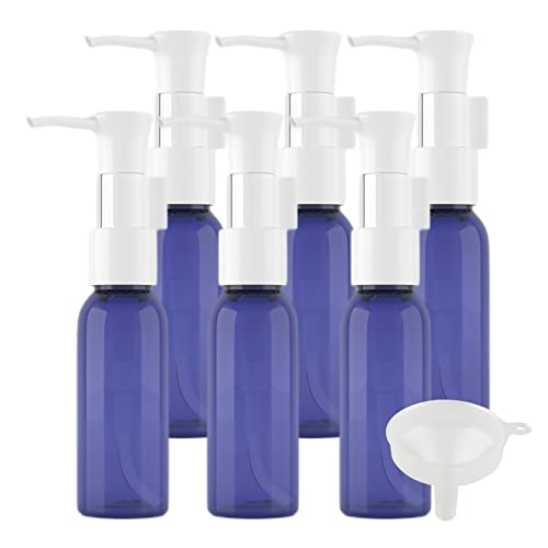 TIANZD 6 Stück Leere 30 ml Rund Blau Kunststoff PET Gelspender Pumpflasche Flasche mit Weiß Lotion-Spender Seifenspender Lotionspender für Kosmetik Seife Reinigungsöl Gels Cream von PQPAUTY