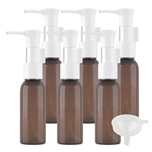 TIANZD 6 Stück Leere 30 ml Rund Braun Kunststoff PET Gelspender Pumpflasche Flasche mit Weiß Lotion-Spender Seifenspender Lotionspender für Kosmetik Seife Reinigungsöl Gels Cream von PQPAUTY