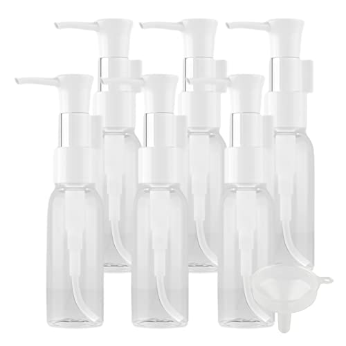 TIANZD 6 Stück Leere 30 ml Rund Klar Kunststoff PET Gelspender Pumpflasche Flasche mit Weiß Lotion-Spender Seifenspender Lotionspender für Kosmetik Seife Reinigungsöl Gels Cream von PQPAUTY